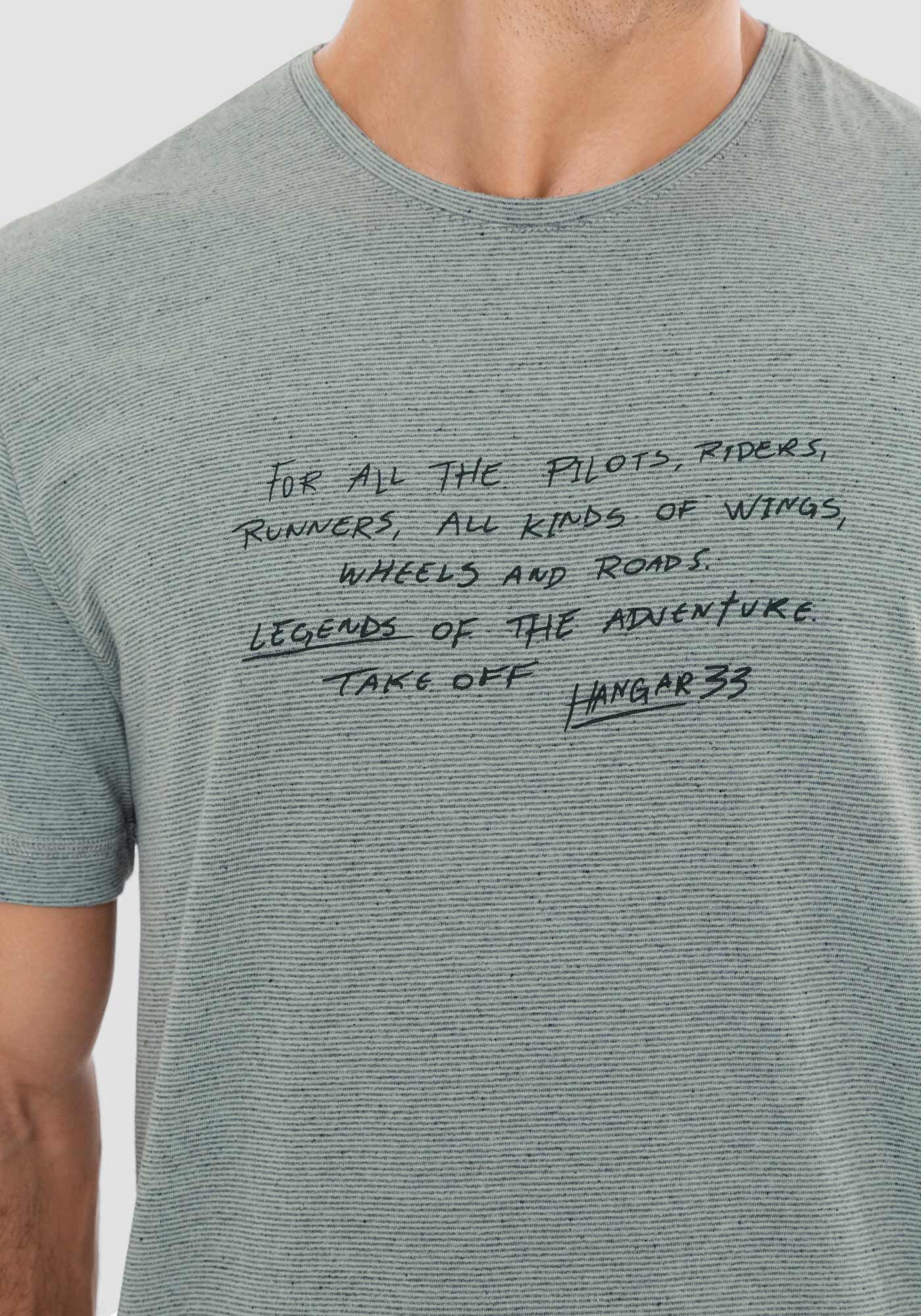 Camiseta Masculina em Malha Mesclada com Estampa, VERDE MINERAL, large.