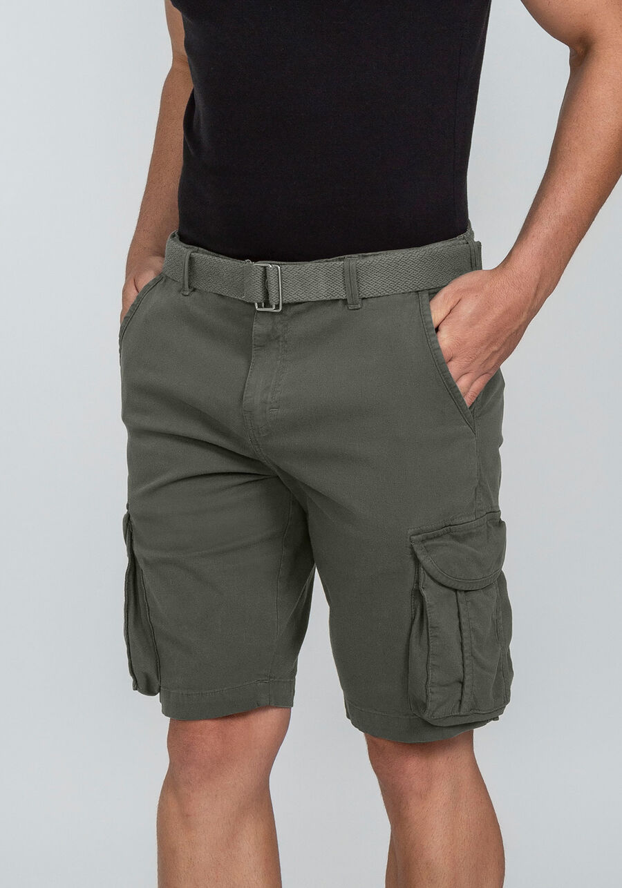 Bermuda Sarja Reta Cargo com Cinto, VERDE FURIA. Bermuda Sarja Reta Cargo com Cinto, VERDE FURIA, large.