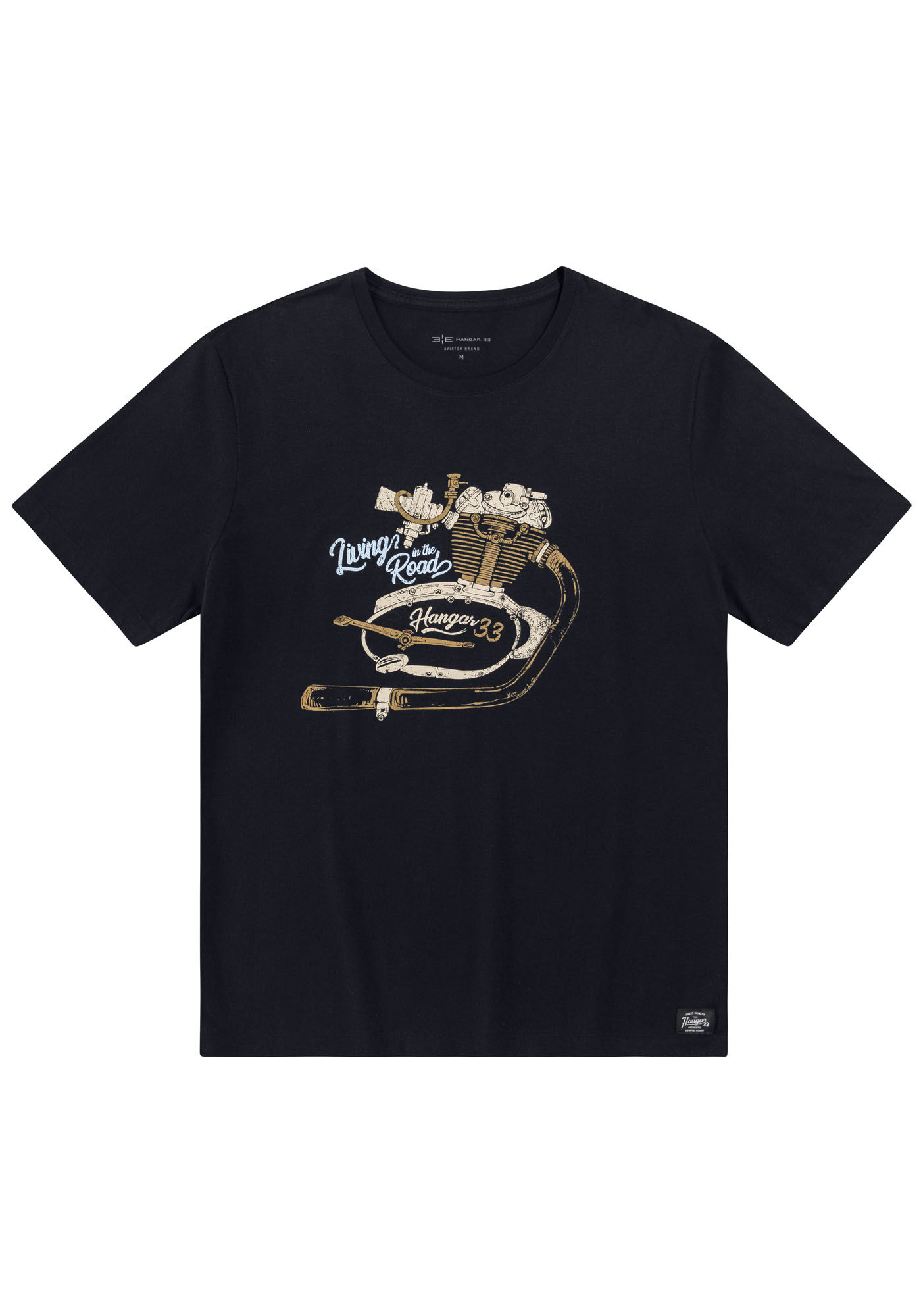 Camiseta Masculina em Meia Malha Estampada, PRETO REATIVO, large.