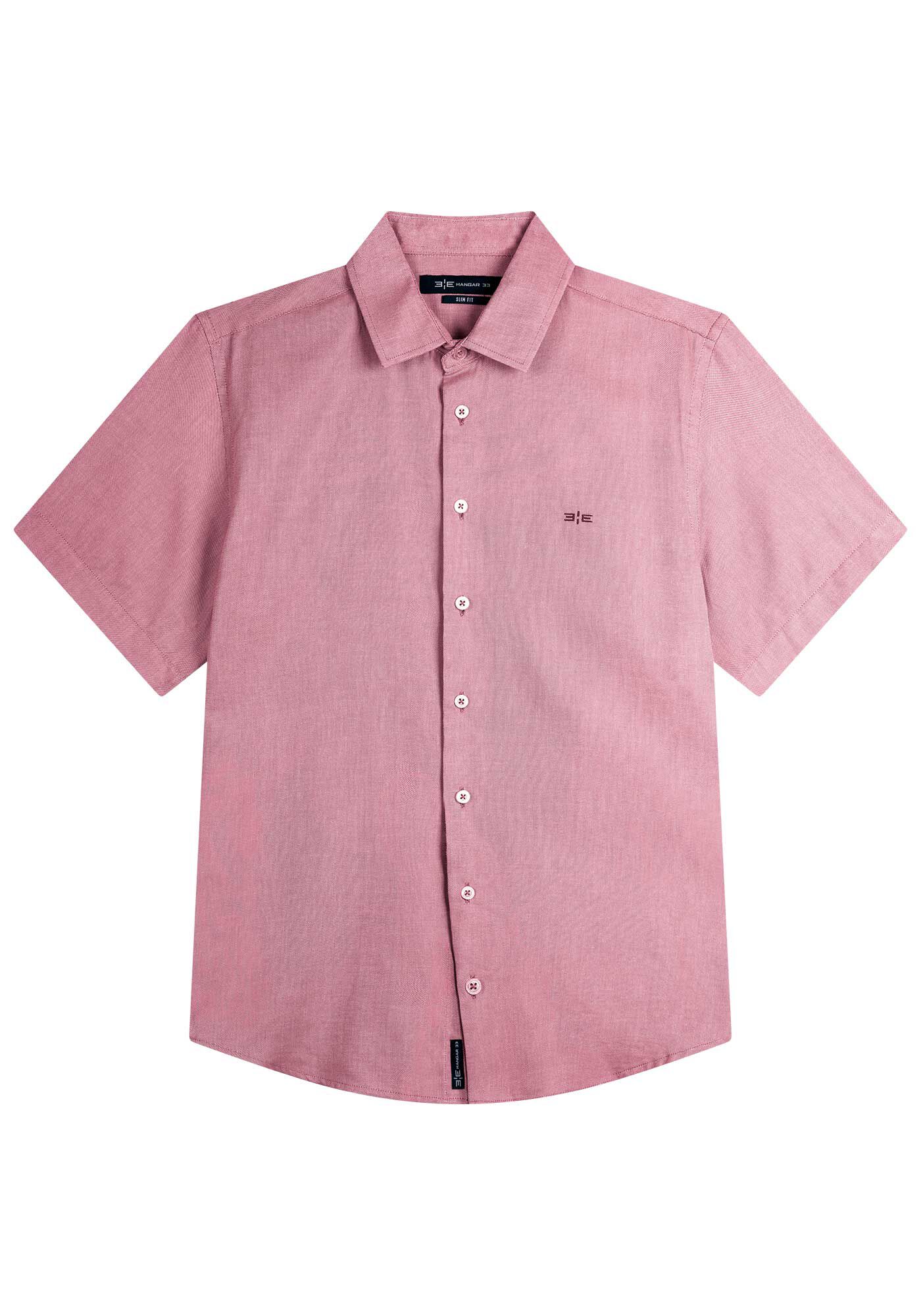 Camisa Manga Curta Masculina Slim Fit, BORDO WITCH, large.