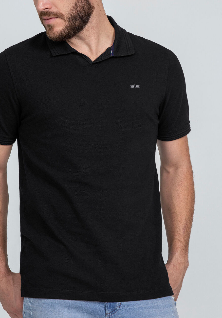 Camisa Polo Malha Piquet com Retilínea, PRETO REATIVO. Camisa Polo Malha Piquet com Retilínea, PRETO REATIVO, large.