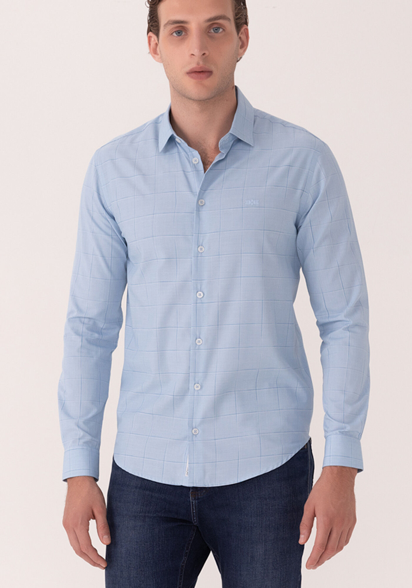 Camisa De Mangas Longas Slim Fit Com Fibras De Bambu, AZUL EXPRIM, large.