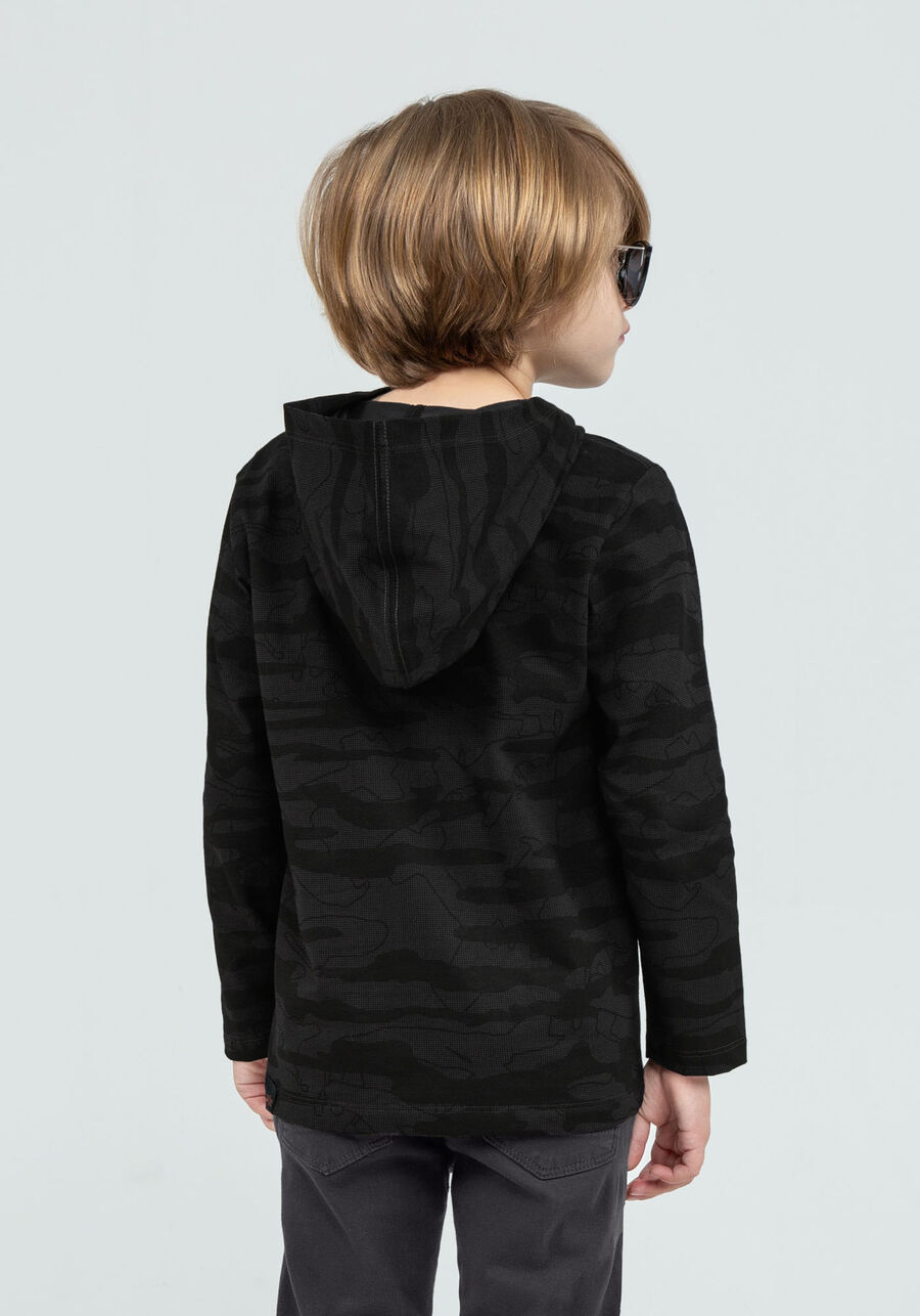 Camiseta Manga Longa com Capuz Tal Pai Tal Filho Infantil, GRID PRETO. Camiseta Manga Longa com Capuz Tal Pai Tal Filho Infantil, GRID PRETO, large.