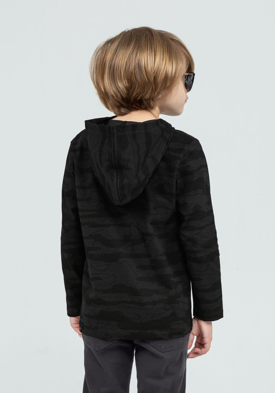 Camiseta Manga Longa com Capuz Tal Pai Tal Filho Infantil, GRID PRETO, large.