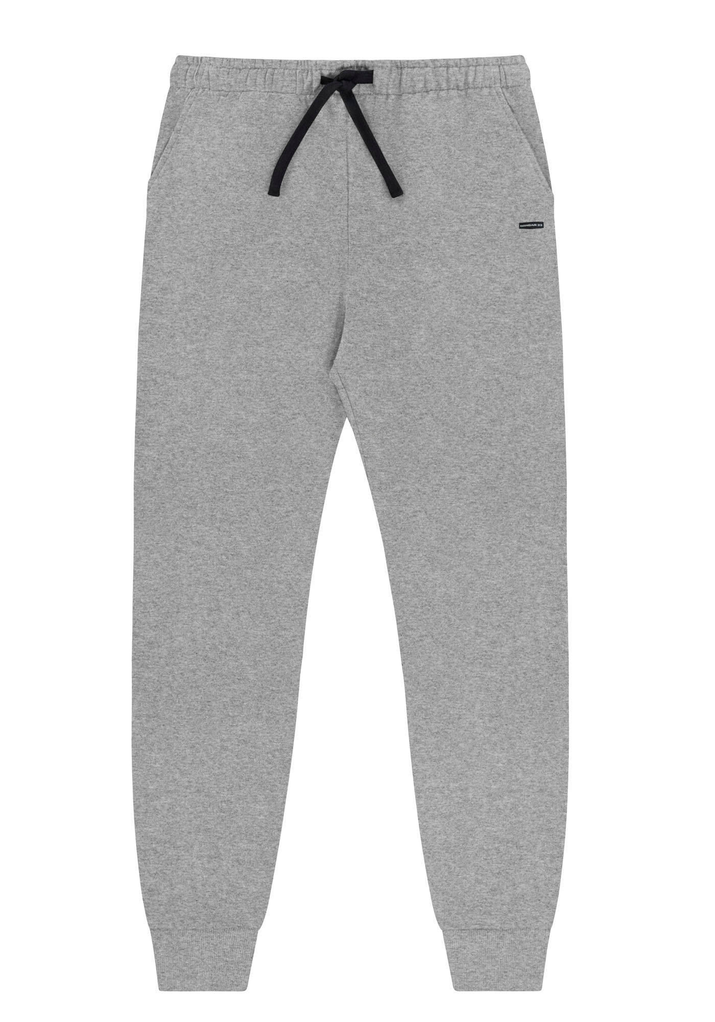 Cal&ccedil;a Em Moletom De Algod&atilde;o Com Bolsos E Cadar&ccedil;o Regul&aacute;vel, MESCLA MEDIO, large.