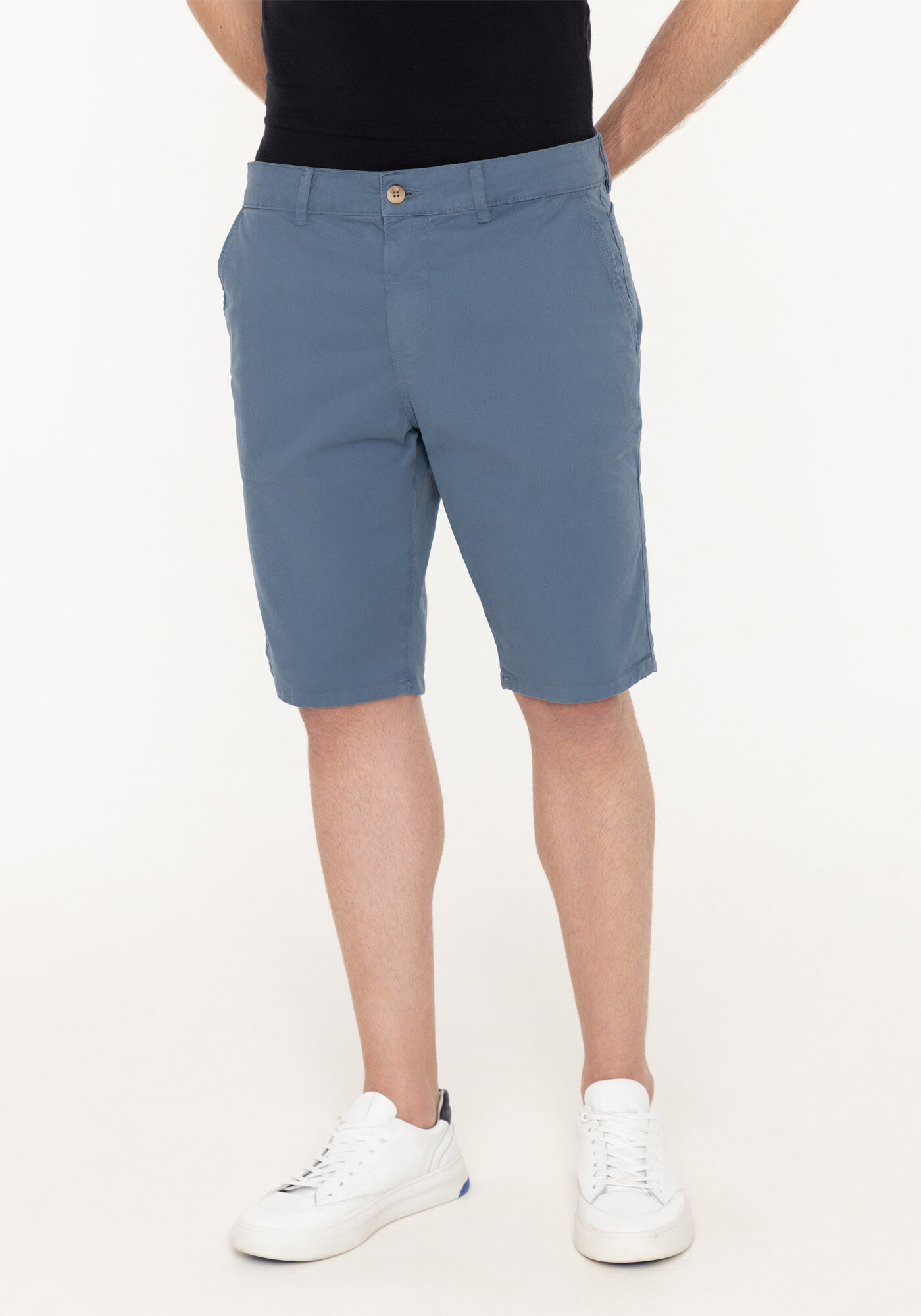 Bermuda Reta Radial Em Sarja Com Elastano, AZUL SEED, large.