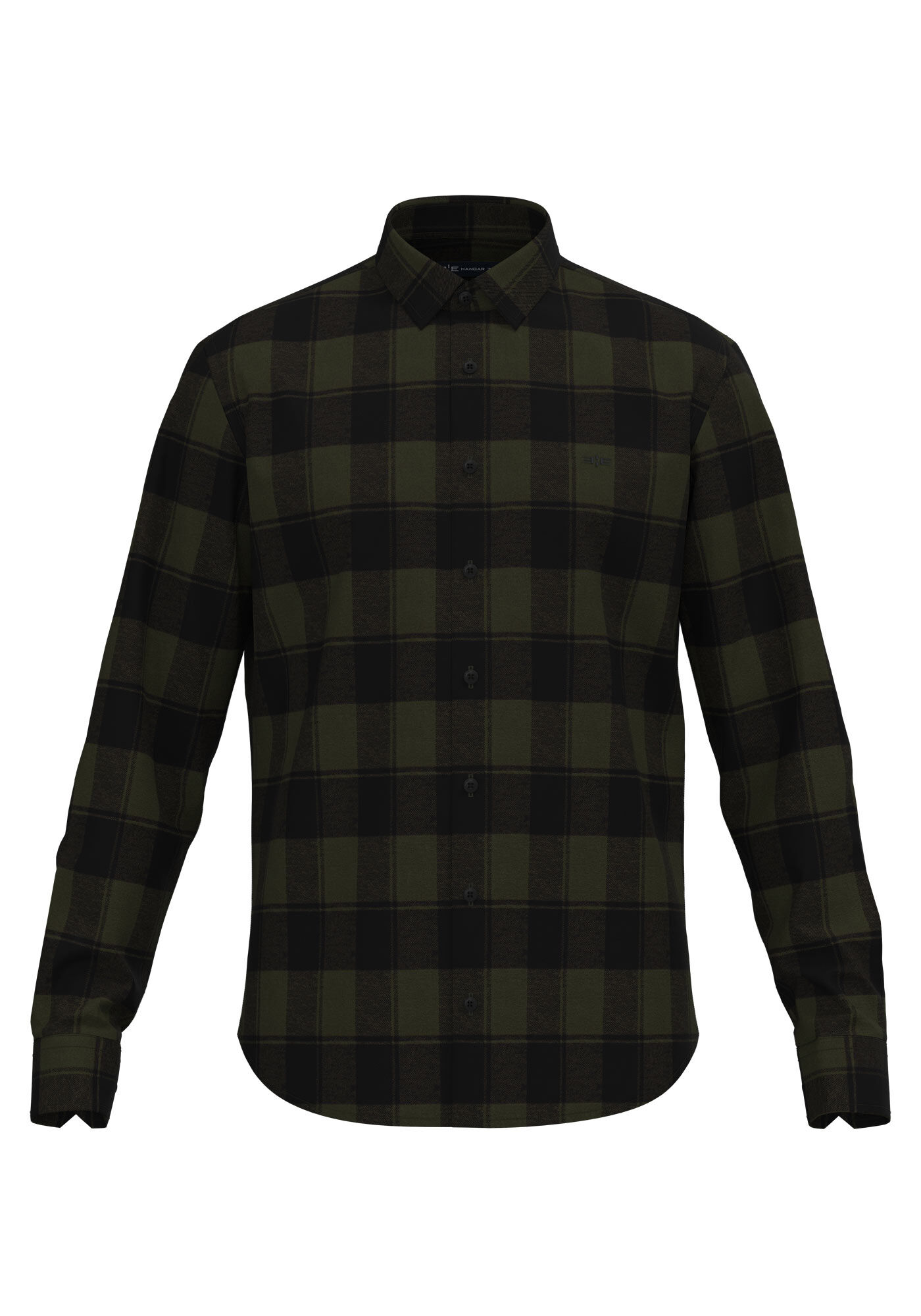 Camisa Xadrez Flanelada Com Mangas Longas Slim Fit, VERDE HEIR, large.