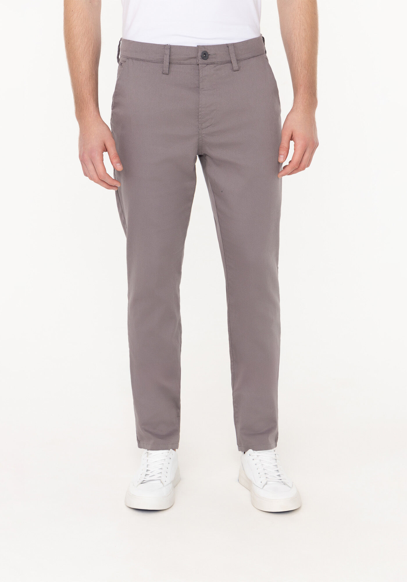 Cal&ccedil;a Slim Turbofan Chino Em Sarja Amaciada, CINZA COUNTRY, large.