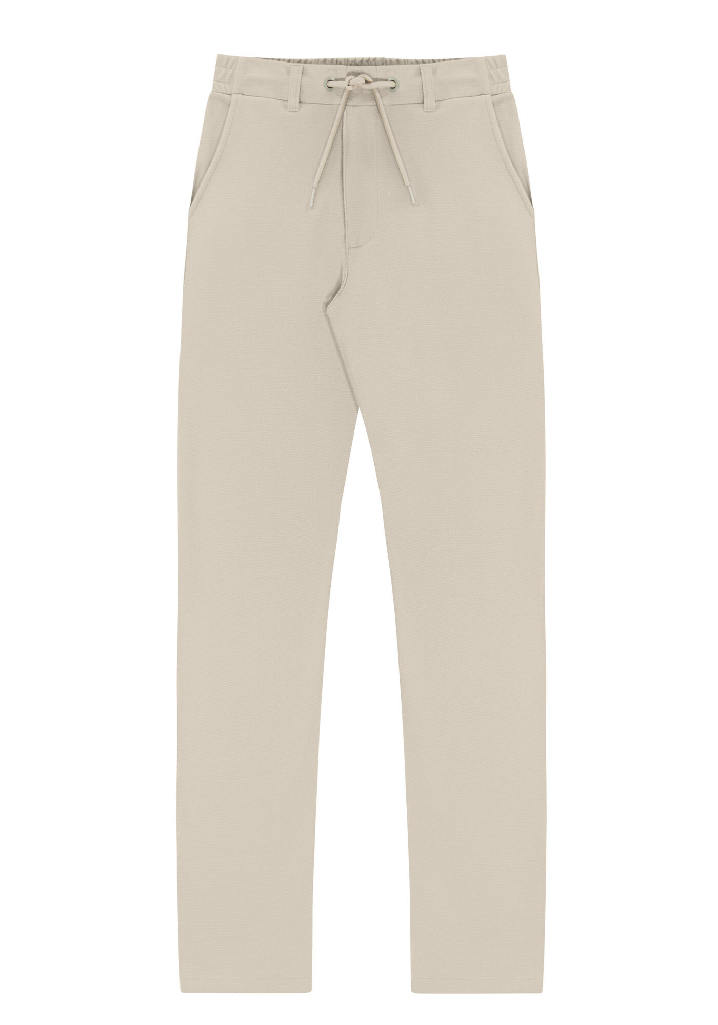 Cal&ccedil;a Reta Alfaiataria em Moletom com Cadar&ccedil;o, BEGE SYSTEM, large.