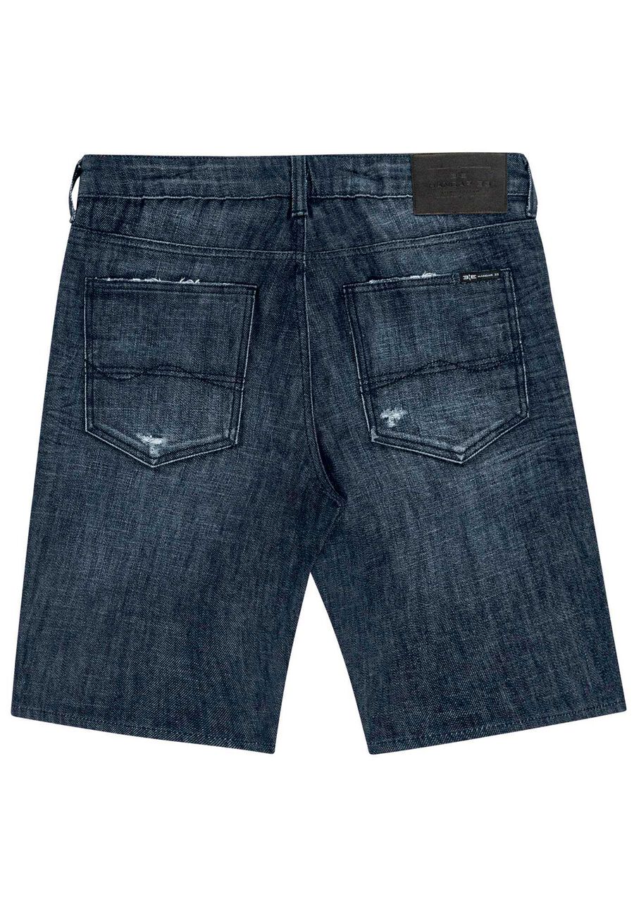 Bermuda Jeans Masculina Reta Radial com Puídos, JEANS, large.