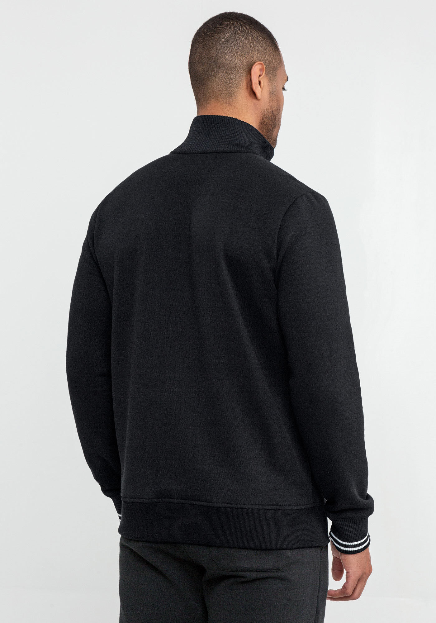 Blus&atilde;o Masculino Gola Alta com Z&iacute;per, PRETO REATIVO, large.