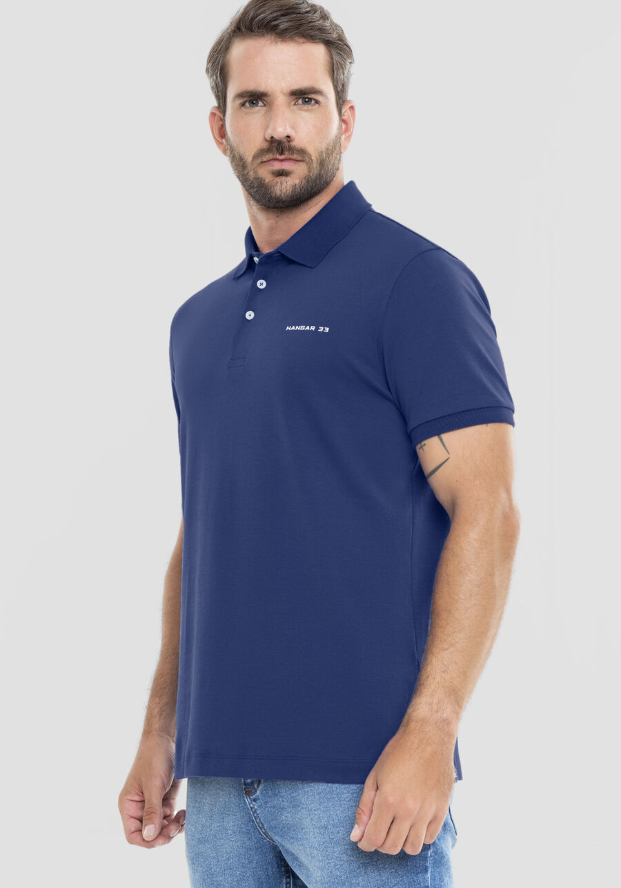 Camisa Polo Masculina em Malha com Retilínea, MARINHO INLE. Camisa Polo Masculina em Malha com Retilínea, MARINHO INLE, large.