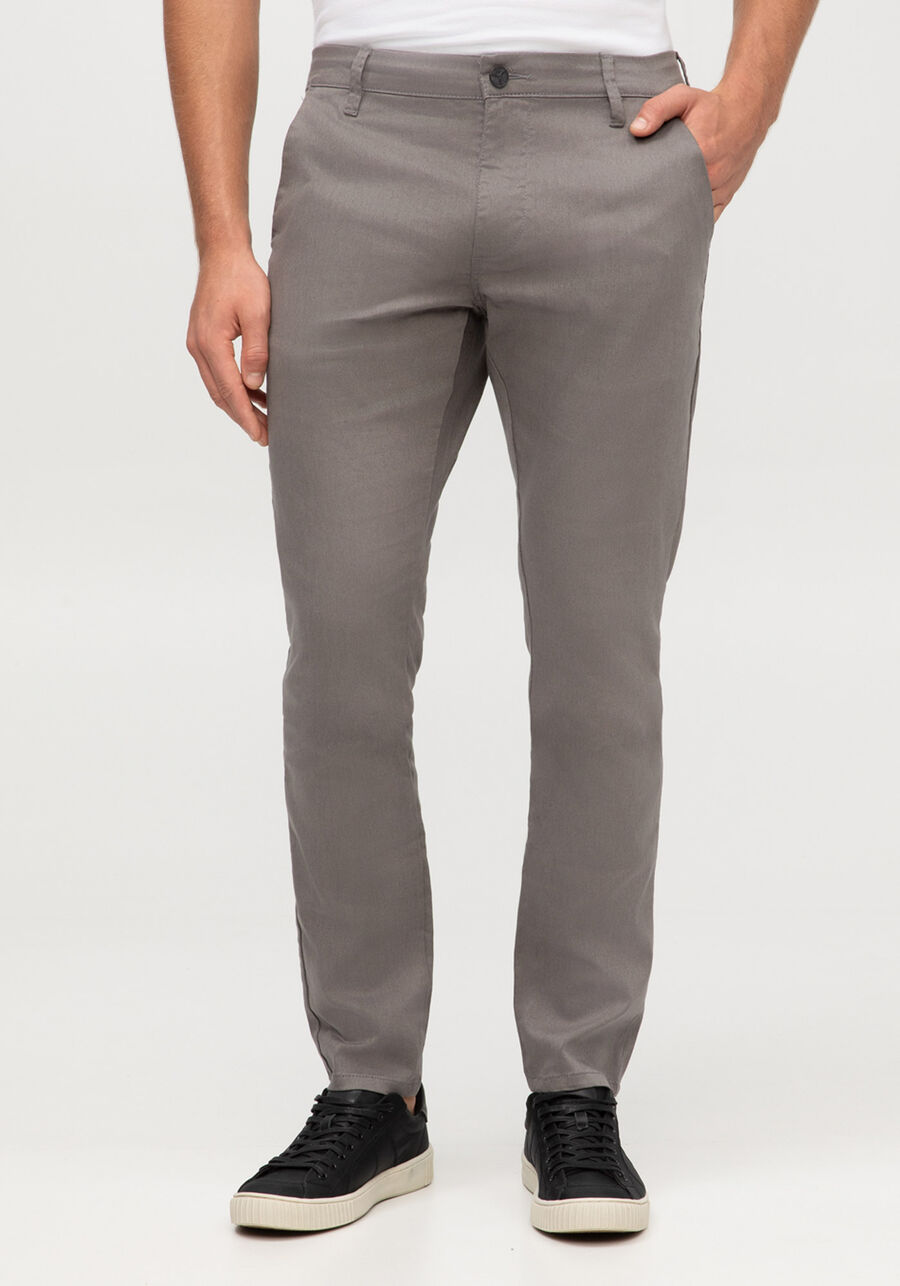 Calça Sarja Masculina Skinny Chino Não Desbota, CINZA NOTI. Calça Sarja Masculina Skinny Chino Não Desbota, CINZA NOTI, large.