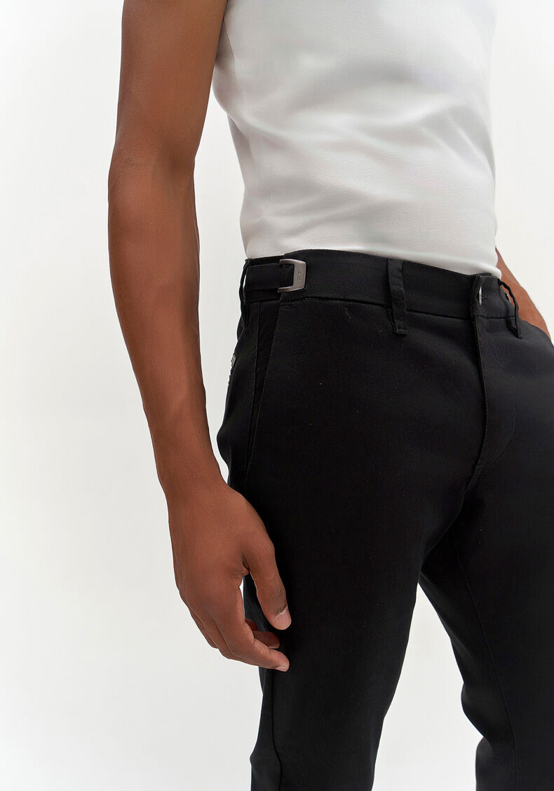 Cal&ccedil;a Slim Turbofan Em Sarja Com Elastano Smart Size, PRETO REATIVO, large.