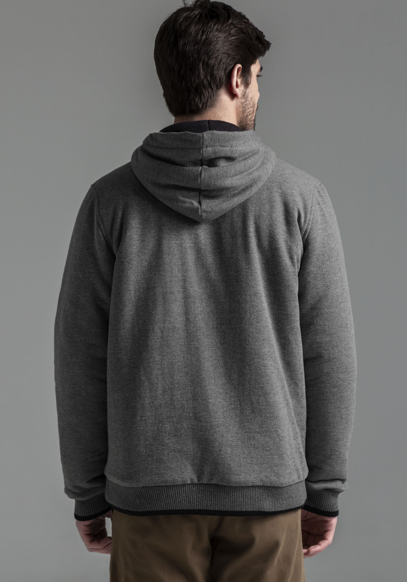 Jaqueta Masculina em Moletom com Forro, MESCLA ESCURO, large.