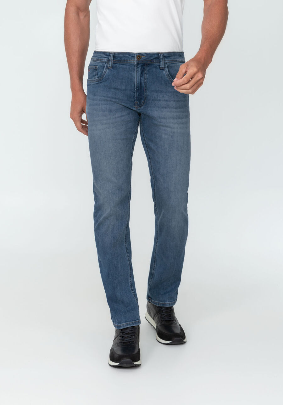 Calça Jeans Slim Lavagem Média Não Laceia, . Calça Jeans Slim Lavagem Média Não Laceia, , large.