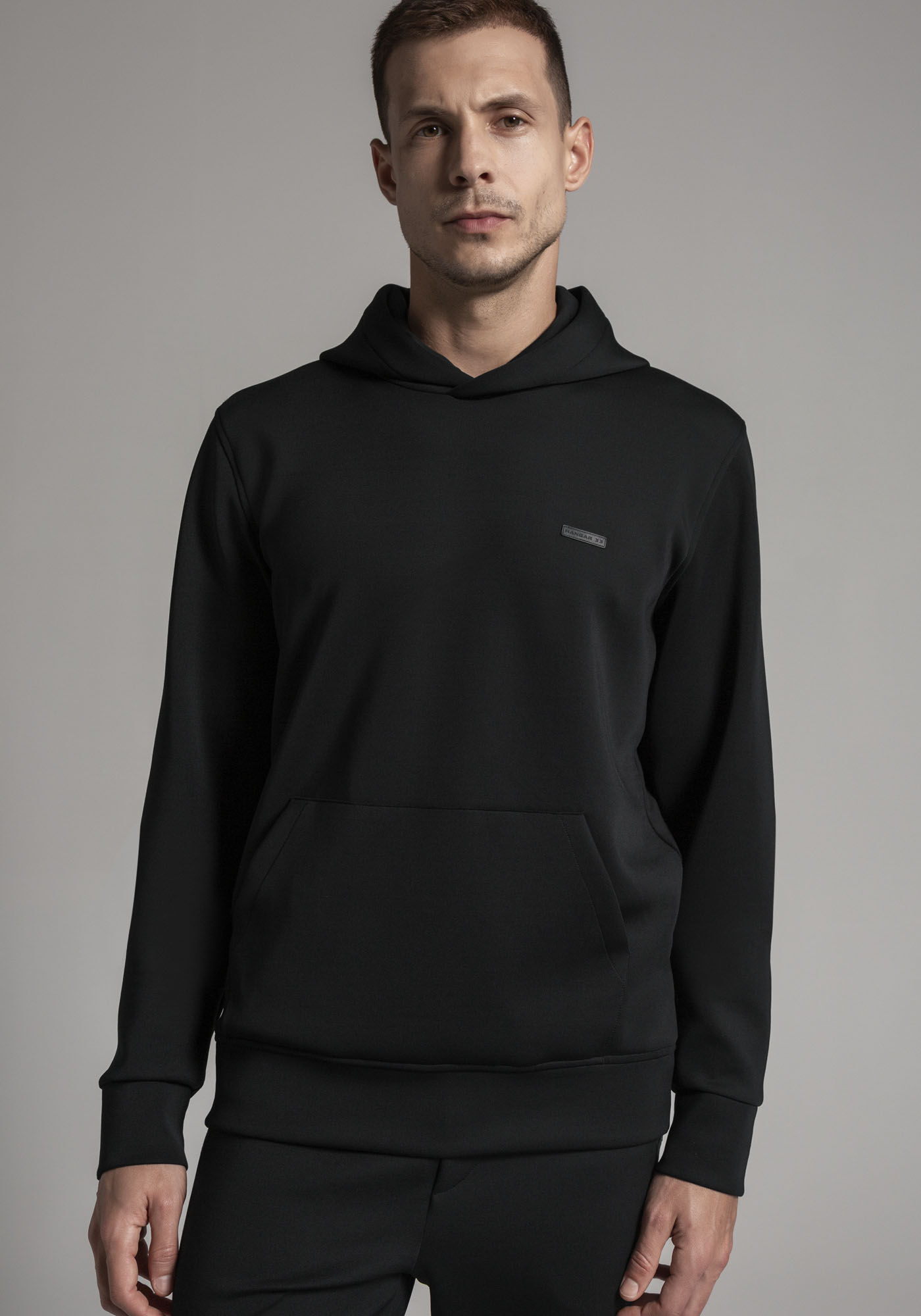 Blus&atilde;o Masculino em Malha Splash com Capuz, PRETO REATIVO, large.