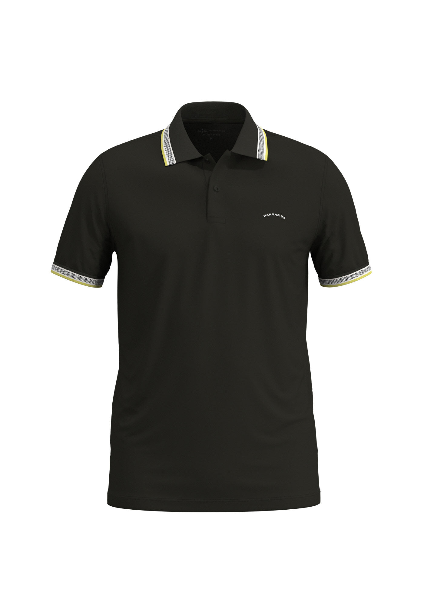 Camisa Polo Com Mangas Curtas E Retil&iacute;nea Em Malha Piquet, PRETO, large.