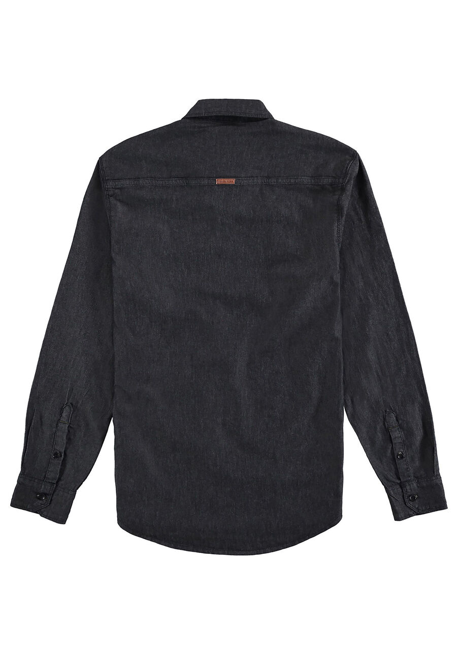 Camisa com Elastano, PRETO REATIVO. Camisa com Elastano, PRETO REATIVO, large.