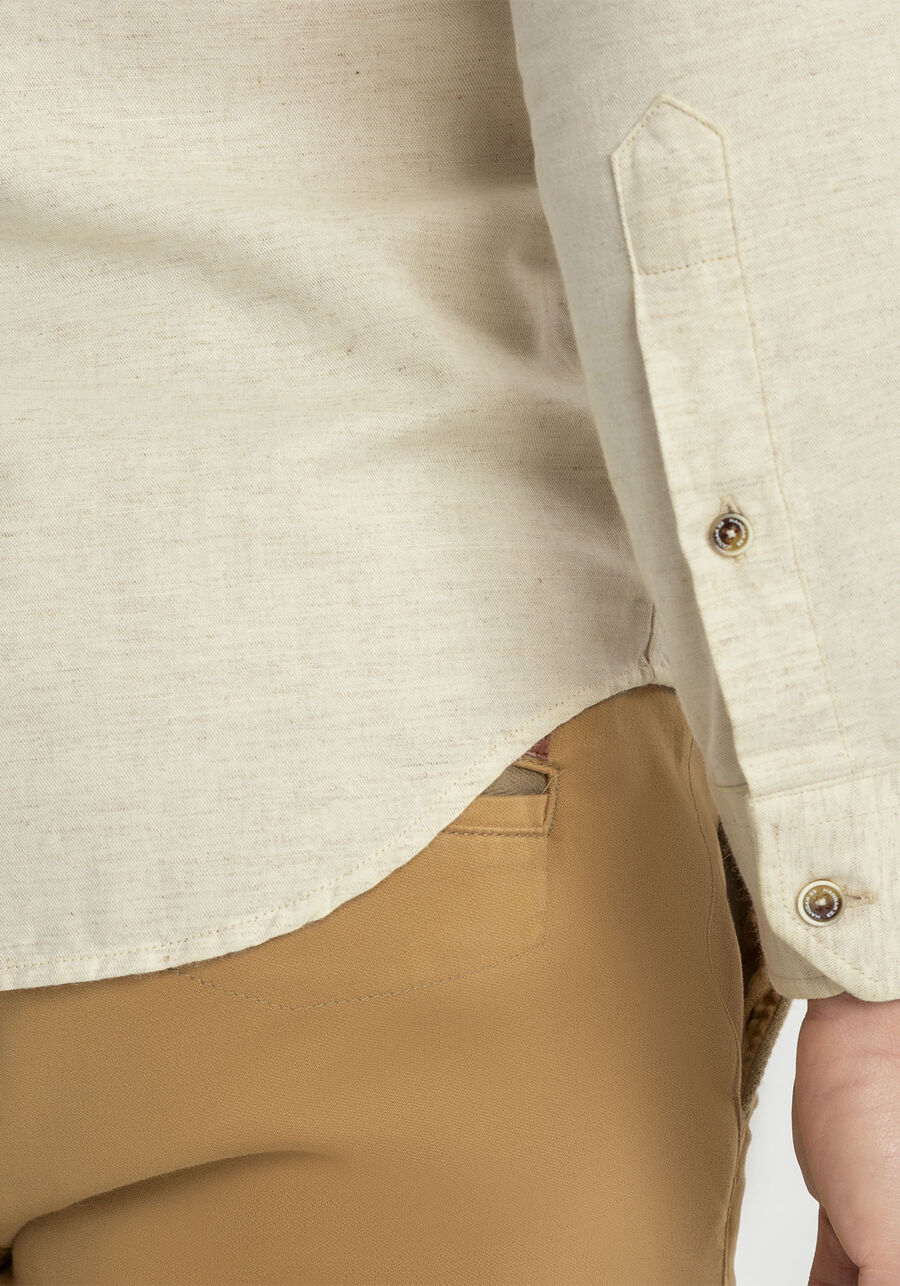 Camisa masculina  Slim Fit em Linho, BRANCO OFF WHITE, large.