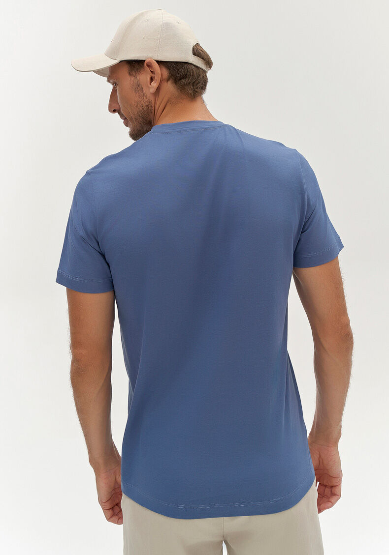 Camiseta Masculina em Malha Pima Estampada, AZUL SEED, large.