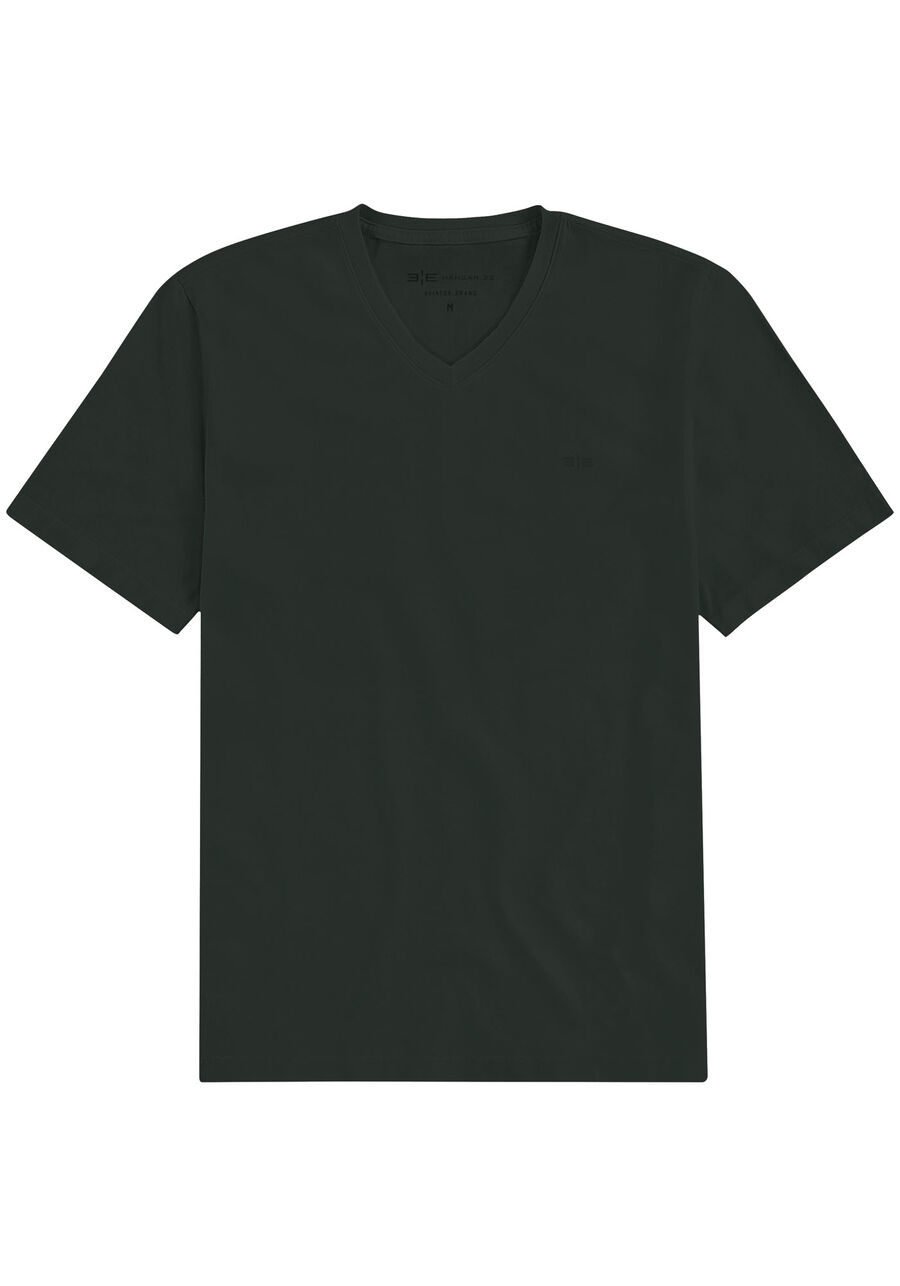 Camiseta Masculina em Malha com Decote V, 3530 VERDE, large.