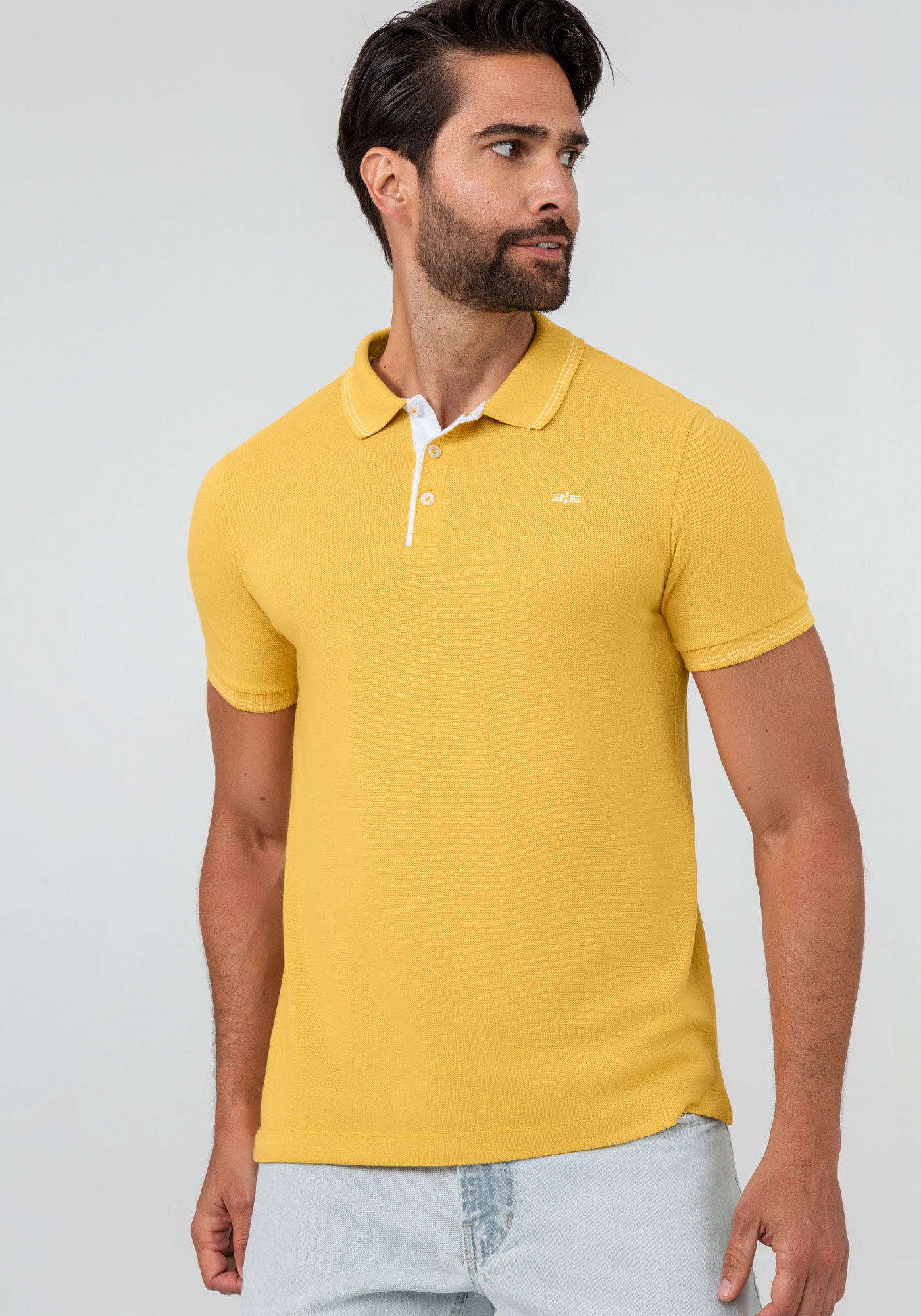 Camisa Polo Masculina em Malha Piquet, AMARELO GAUDI, large.