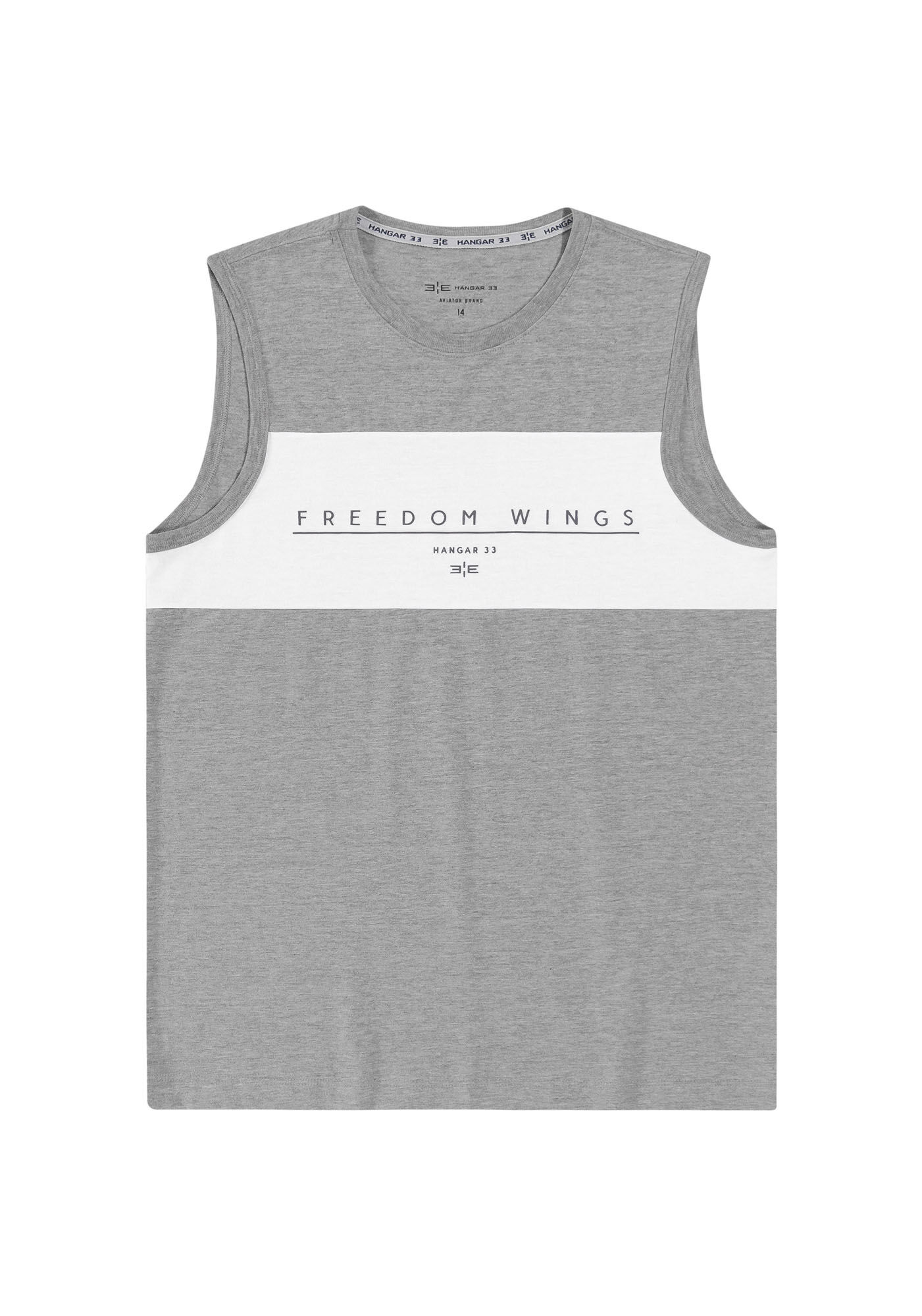 Regata Juvenil Masculina em Malha Estampada, MESCLA MEDIO, large.