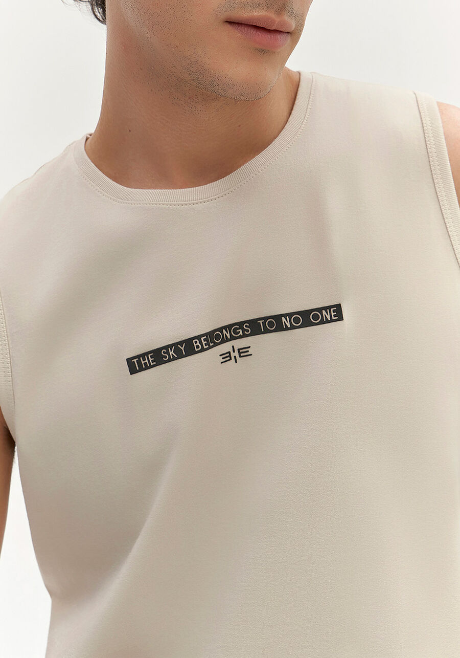Regata Masculina em Meia Malha, BEGE SYSTEM. Regata Masculina em Meia Malha, BEGE SYSTEM, large.