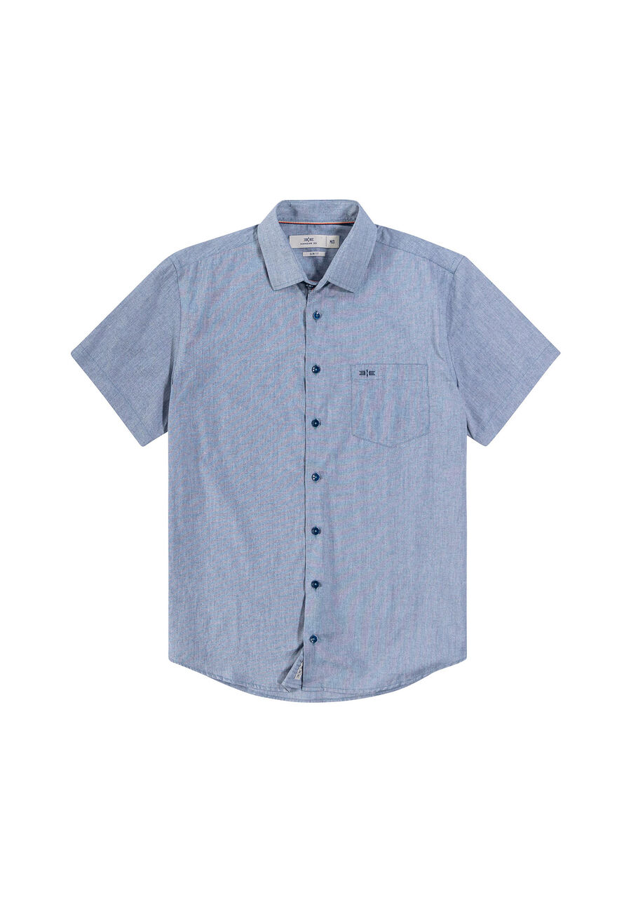 Camisa Masculina Slim Fit com bolso, AZUL CLARO. Camisa Masculina Slim Fit com bolso, AZUL CLARO, large.