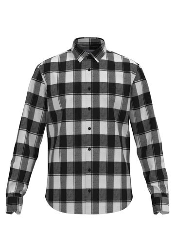 Camisa Xadrez Flanelada Com Mangas Longas Slim Fit, BRANCO. Camisa Xadrez Flanelada Com Mangas Longas Slim Fit, BRANCO, large.