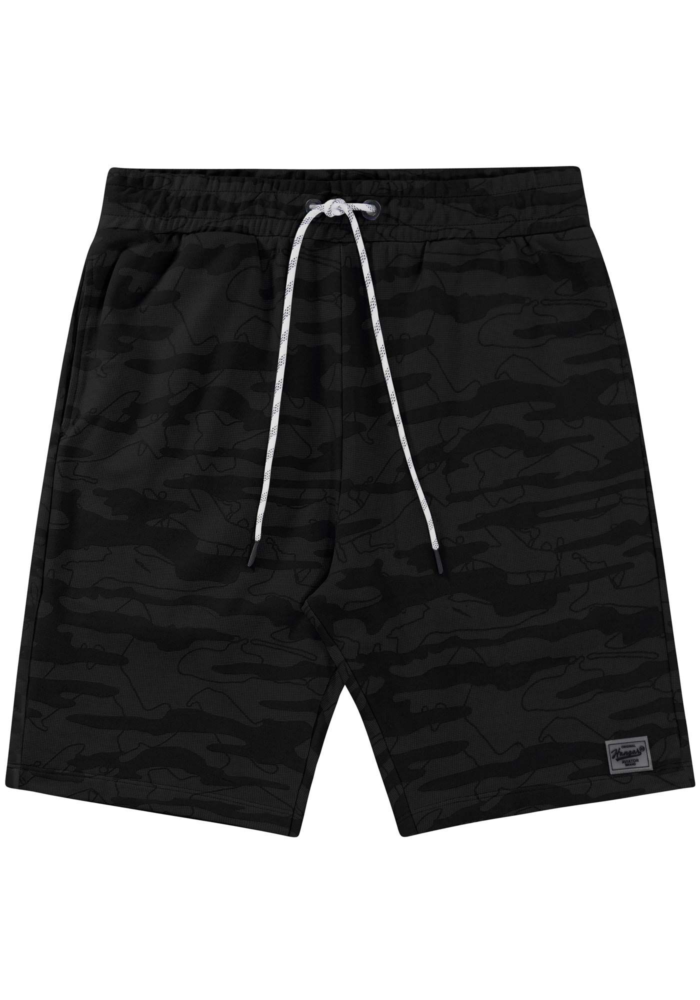Bermuda Camuflada em Moletom, GRID PRETO, large.