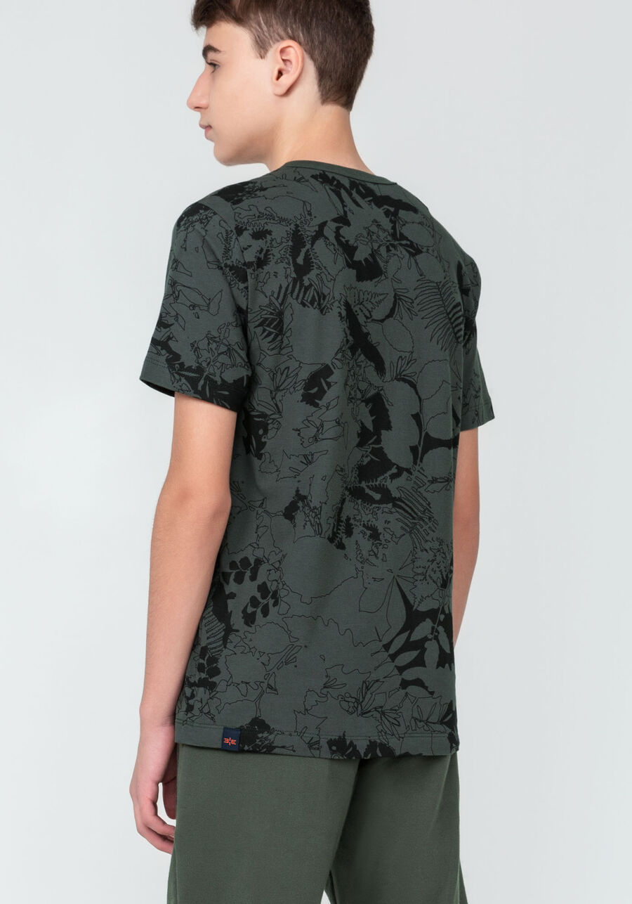 Camiseta Juvenil em Malha Estampada, BOTANICO VERDE. Camiseta Juvenil em Malha Estampada, BOTANICO VERDE, large.