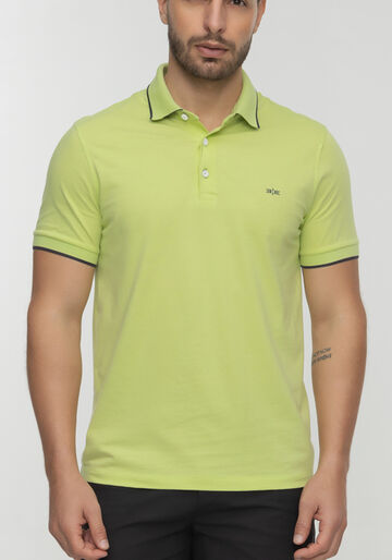 Camisa Polo Com Botões Em Malha De Algodão Responsável, VERDE NAMIBIA. Camisa Polo Com Botões Em Malha De Algodão Responsável, VERDE NAMIBIA, large.