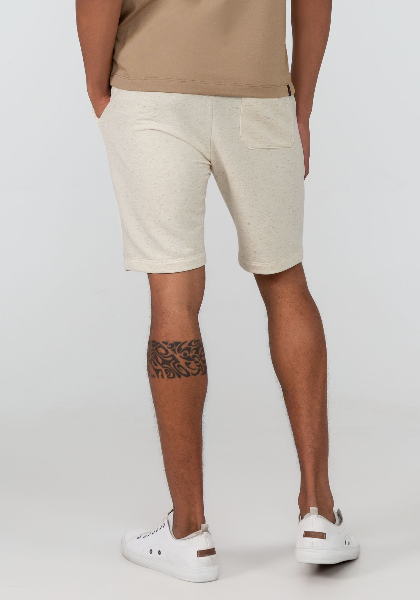 Bermuda Masculina Reta em Moletom com Cadar&ccedil;o, BRANCO OFF WHITE, large.