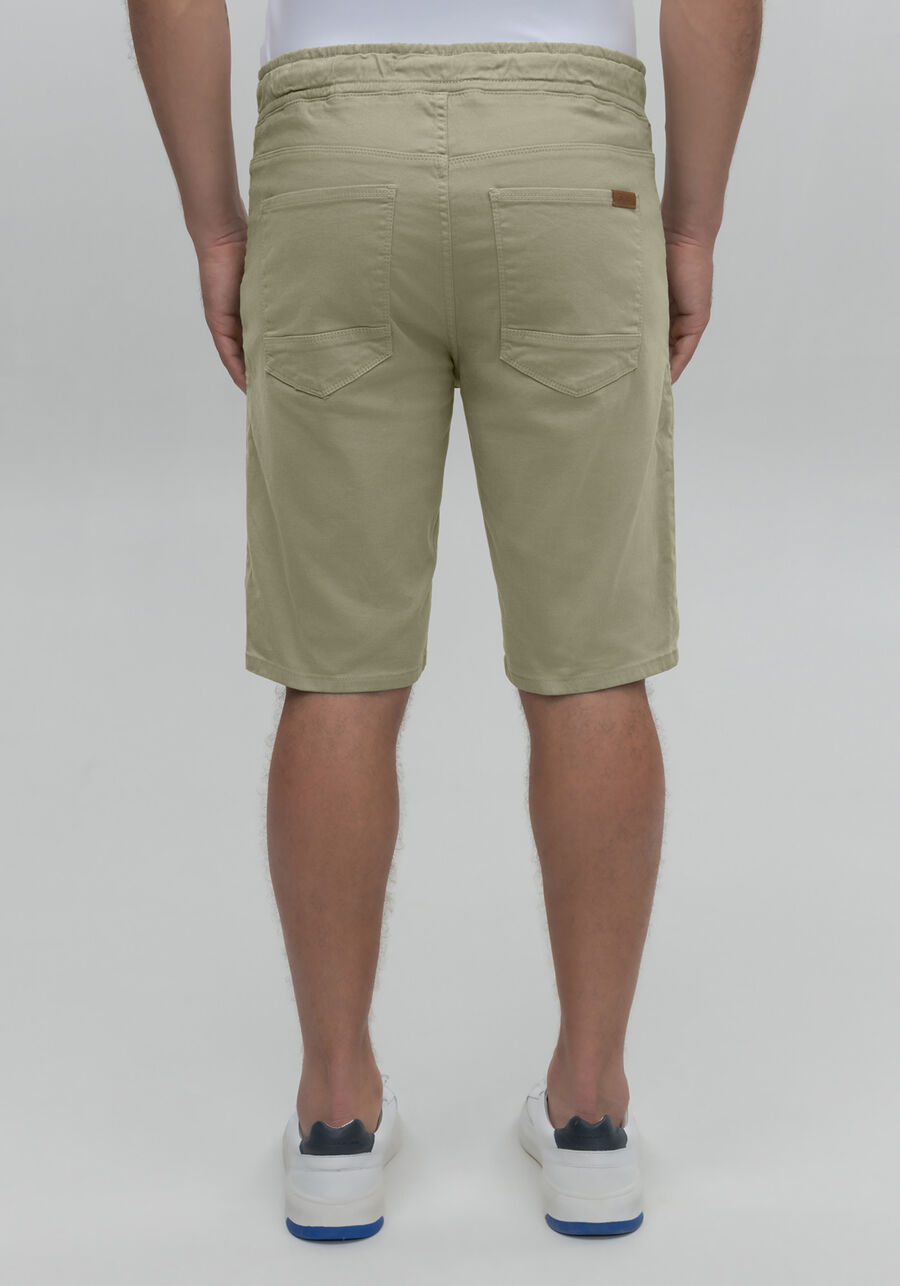Bermuda Jogging Com Bolsos Em Sarja Denim Malha, VERDE EUCALIPTO. Bermuda Jogging Com Bolsos Em Sarja Denim Malha, VERDE EUCALIPTO, large.