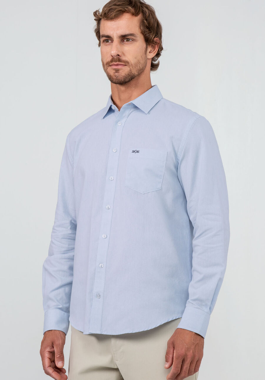 Camisa Masculina Comfort com Bolsos, AZUL CLARO. Camisa Masculina Comfort com Bolsos, AZUL CLARO, large.