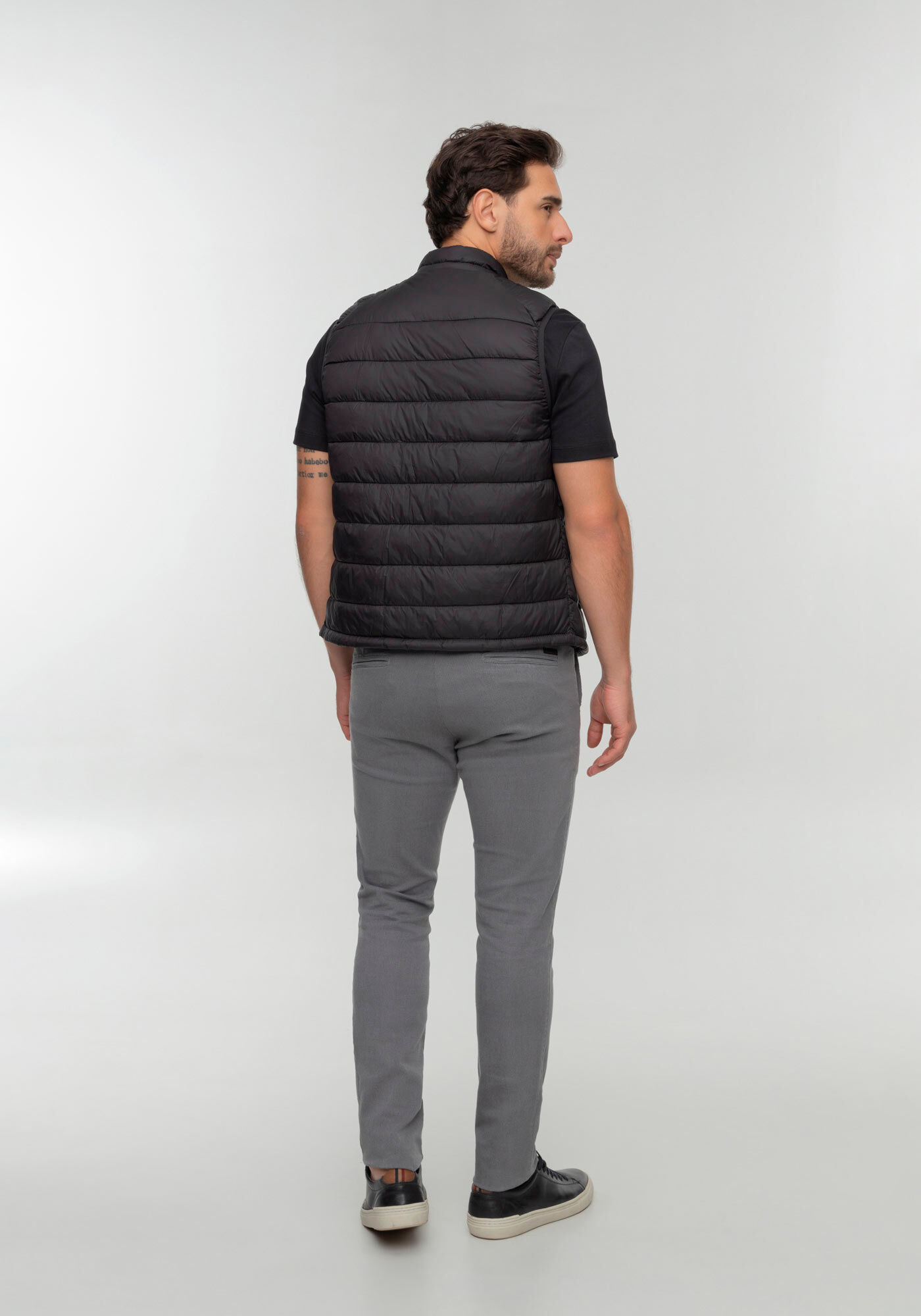 Colete Puffer De Gola Alta Com Z&iacute;per E Bolsos, PRETO REATIVO, large.