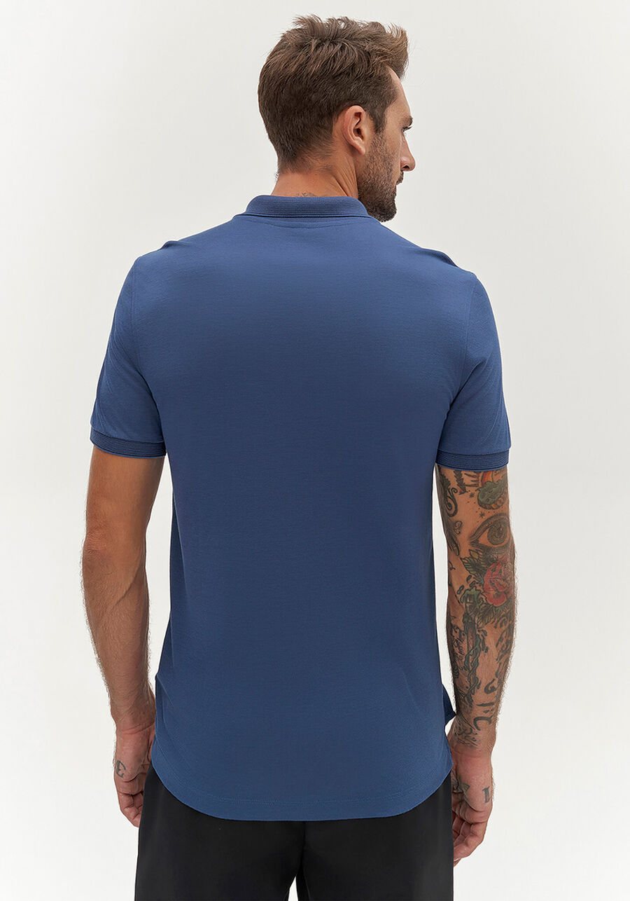 Camisa Polo Masculina em Malha Modal, AZUL SPARK. Camisa Polo Masculina em Malha Modal, AZUL SPARK, large.