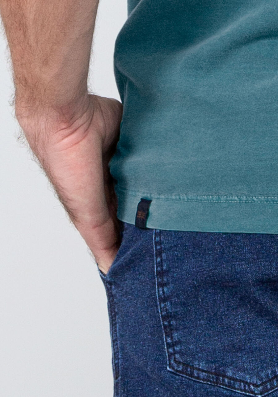 Camiseta Masculina em Malha Estonada, VERDE FEATHER. Camiseta Masculina em Malha Estonada, VERDE FEATHER, large.