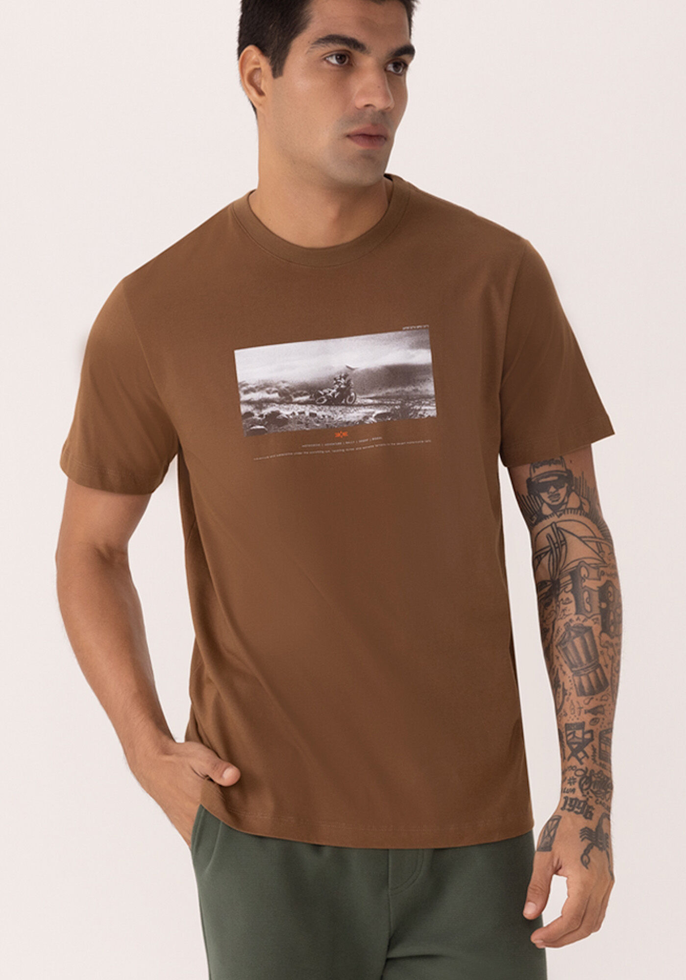 Camiseta De Mangas Curtas Em Meia Malha Peletizada, MARROM COASTAL, large.