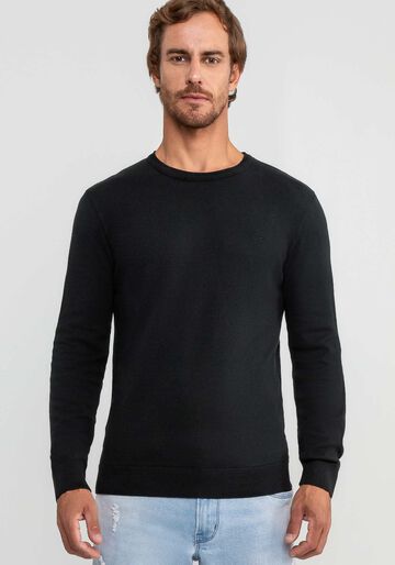 Blusão Masculino em Tricô, PRETO REATIVO. Blusão Masculino em Tricô, PRETO REATIVO, large.