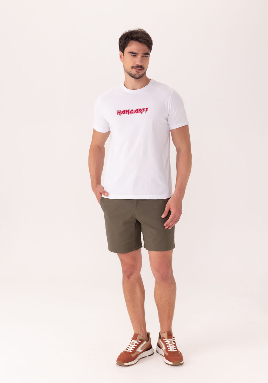 Camiseta Em Meia Malha De Algodão Peletizado Com Estampa, BRANCO. Camiseta Em Meia Malha De Algodão Peletizado Com Estampa, BRANCO, large.