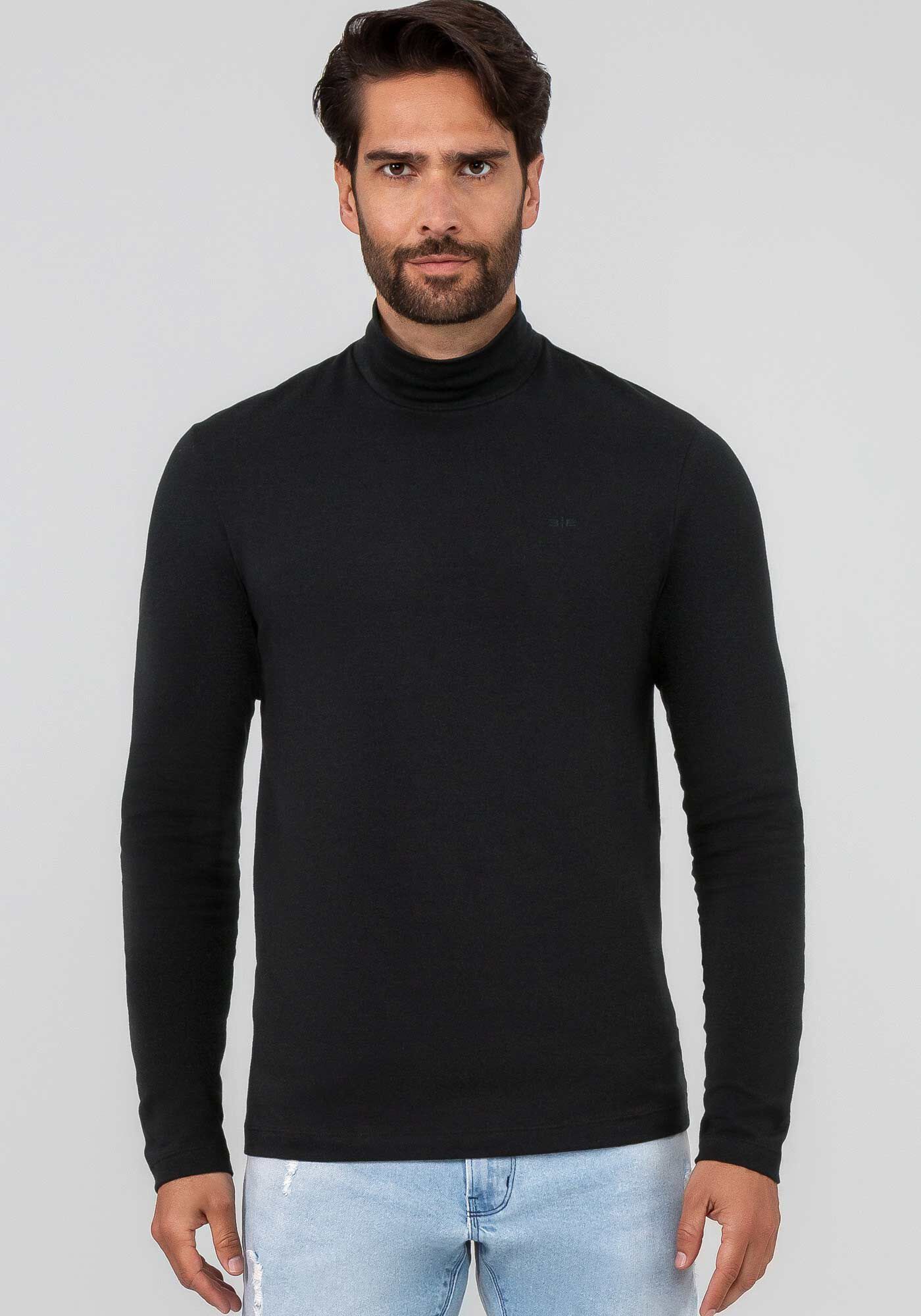 Camiseta Manga Longa Masculina com Gola Alta, , large.