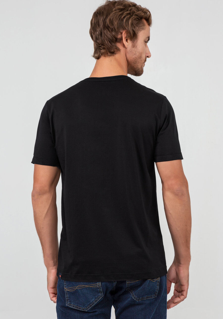 Camiseta Masculina em Algodão Pima Clássica, PRETO REATIVO. Camiseta Masculina em Algodão Pima Clássica, PRETO REATIVO, large.