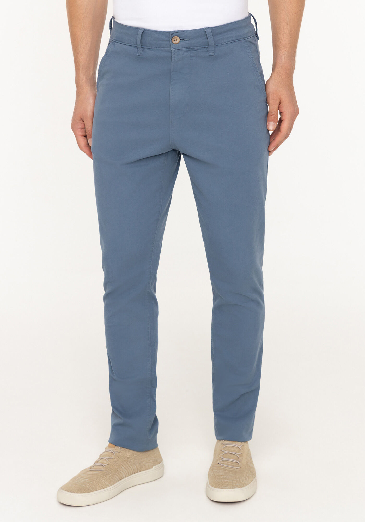 Cal&ccedil;a Slim Turbofan Em Sarja Com Elastano, AZUL SEED, large.