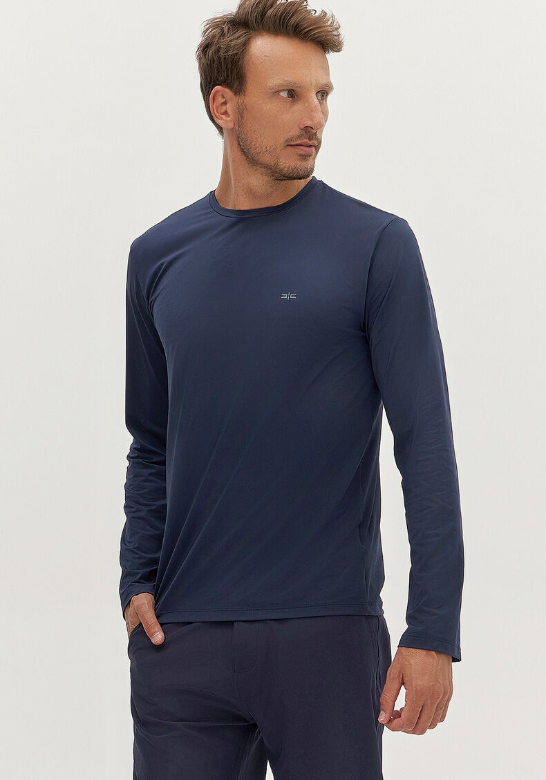 Camiseta De Mangas Longas Masculina Com Prote&ccedil;&atilde;o Solar, MARINHO ACTION, large.