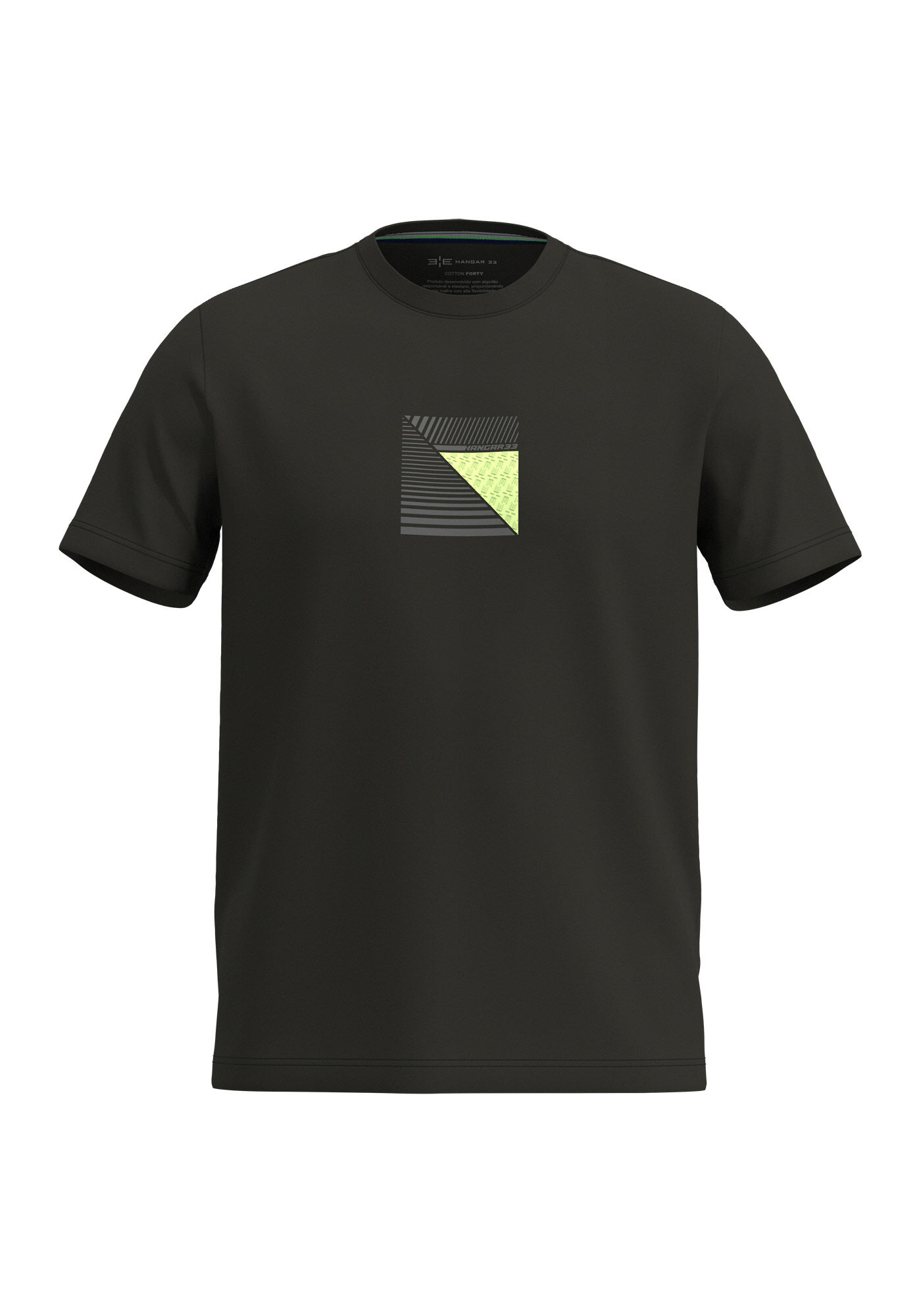 Camiseta De Mangas Curtas Em Malha Com Elastano, PRETO, large.