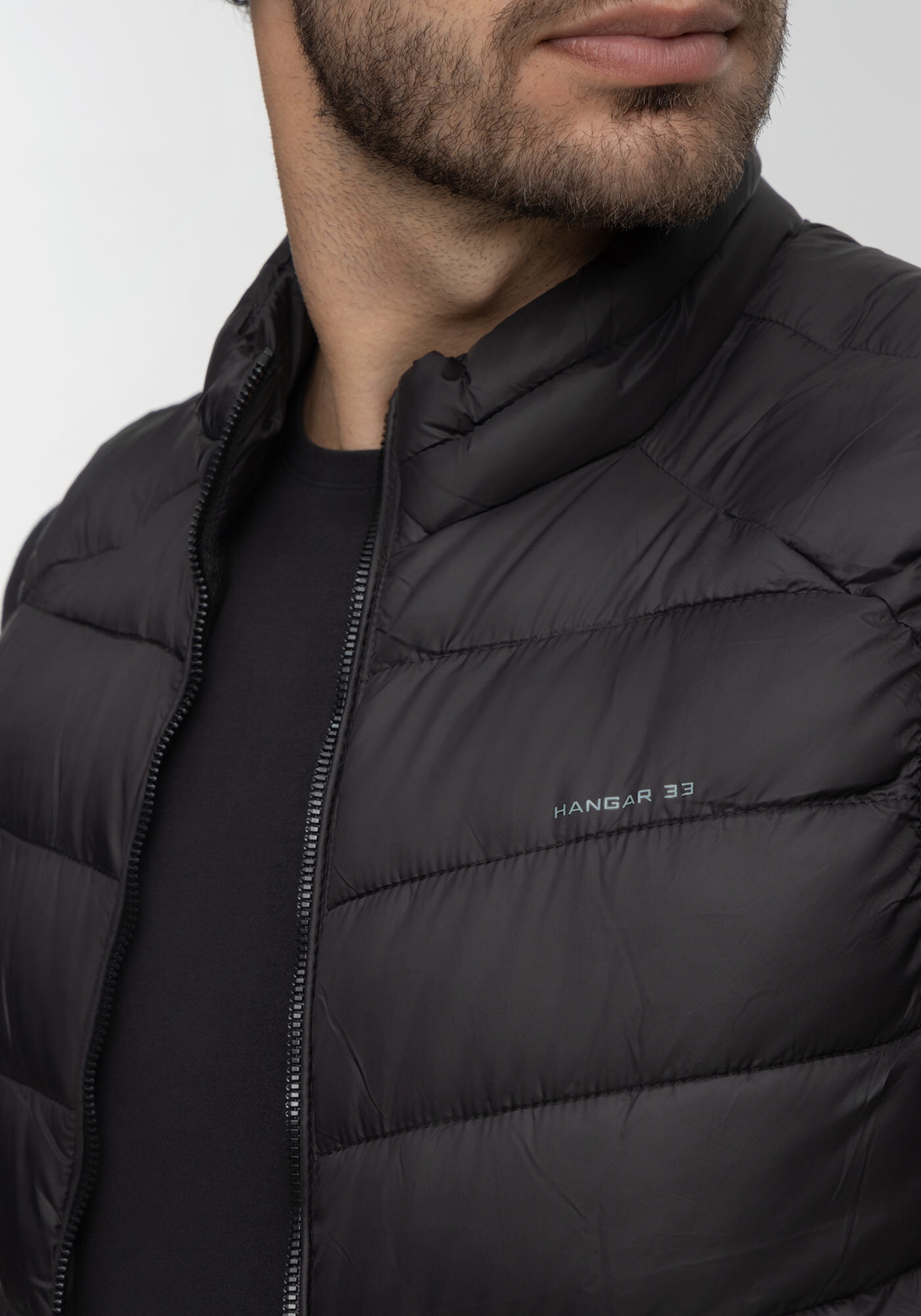 Colete Puffer De Gola Alta Com Z&iacute;per E Bolsos, PRETO REATIVO, large.