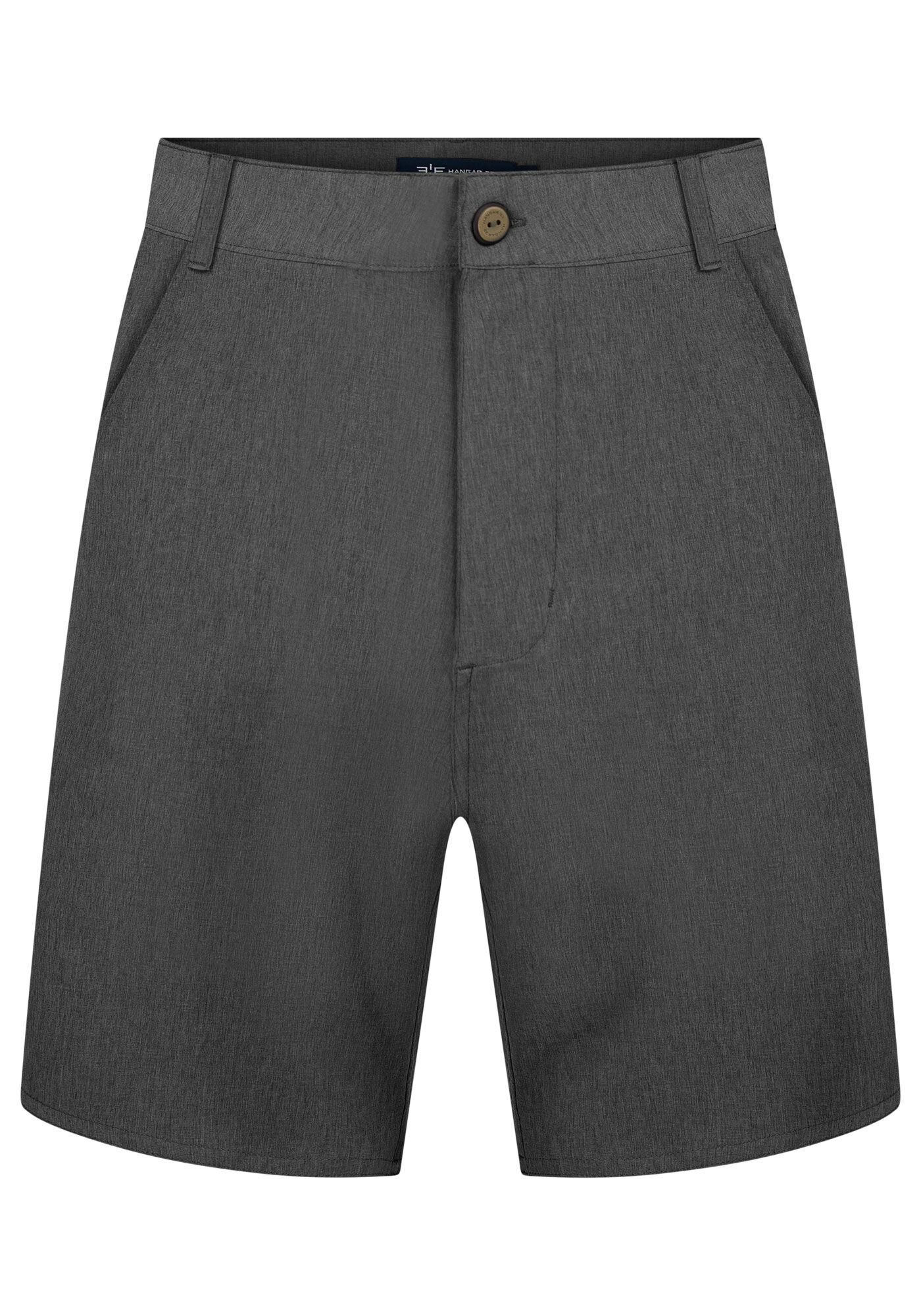 Shorts Com Bolsos E Passantes Em Tecido Plano Com Elastano, PRETO, large.